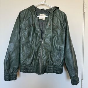 Green Vegan Leather Jacket